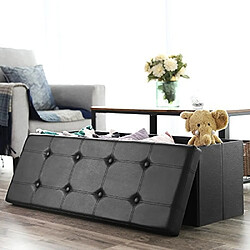 Avis SONGMICS 110 x 38 x 38 cm grand Pouf Coffre de Rangement Pliable chargement max. de 300 kg noir LSF701