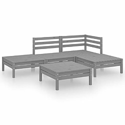 Maison Chic Salon de jardin 5 pcs - Table et chaises d'extérieur - Mobilier/Meubles de jardin Moderne Bois de pin massif Gris -MN20024