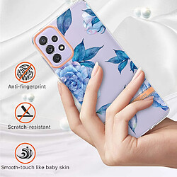 Coque en TPU antichoc, motif floral, galvanoplastie IMD IML HC003 pivoine bleue pour votre Samsung Galaxy A73 5G