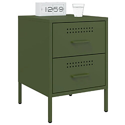 Avis vidaXL Table de chevet vert olive 36x39x50,5 cm acier