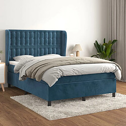 Maison Chic Lit Adulte - Lit simple Lit à sommier tapissier et matelas moelleux - Meuble de Chambre - Bleu foncé 140x190cm Velours -MN78711