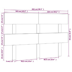 vidaXL Tête de lit Marron miel 204x3x81 cm Bois massif de pin pas cher