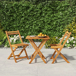 Maison Chic Table de bistro pliable et chaises d'extérieur 3 pcs,Ensemble de bistro de jardin pour relax bois d'acacia solide -GKD706266