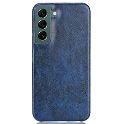 Coque en TPU + PU anti-rayures, texture litchi bleu pour votre Samsung Galaxy S22 Plus 5G