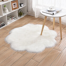 LUUCOZK Tapis moelleux en fausse fourrure pour chambre à coucher, salon - Blanc-Fleur de prunier 45x45CM