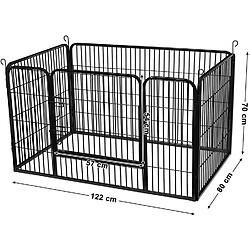 Helloshop26 Parc enclos en métal pliable pour chien animaux 122 x 78 x 69 cm noir 12_0000475