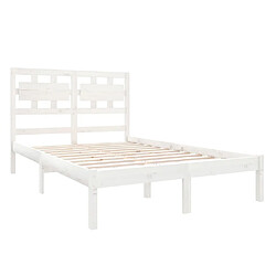 Acheter Maison Chic Lit Moderne Chambre - Cadre/structure de lit pour adulte Blanc Bois massif 135x190 cm Double -MN70816