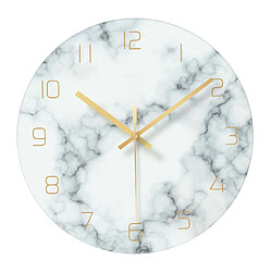 Horloge Murale à Quartz Silencieuse Moderne De 12 Po En Verre Sans Coutil Marbré Bleu Blanc