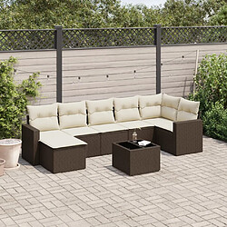 vidaXL Salon de jardin 8 pcs avec coussins marron résine tressée