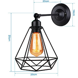 Acheter Stoex Applique Mural Industriel Cage forme Diamant Angle réglable en Fer Métal Design Vintage Rétro Luminaire E27 Lampe de Plafond pour Chambre Café Restaurent Entrée Couloir,Noi