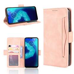 Etui en PU avec plusieurs porte-cartes rose pour votre Motorola Moto G8 Power Lite