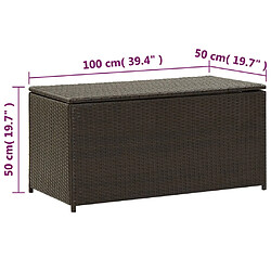 vidaXL Boîte de rangement de jardin résine tressée 100x50x50 cm marron pas cher