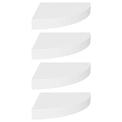 vidaXL Étagères d'angle flottantes 4 pcs blanc 25x25x3,8 cm MDF