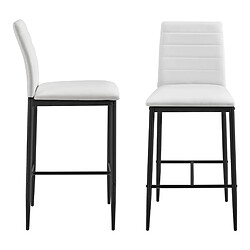 Helloshop26 Lot de 2 tabourets chaises de bar avec pieds en acier et hauteur 66 cm blanc noir 03_0005786/2