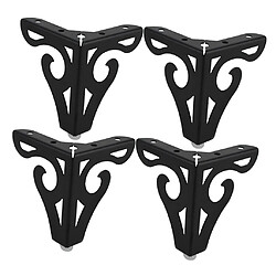 4pcs évider Les Jambes De Meubles En Métal Pieds Pieds De L'armoire De Canapé Noir 10cm