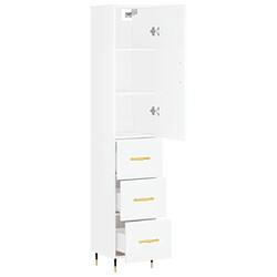 Avis vidaXL Buffet haut Blanc brillant 34,5x34x180 cm Bois d'ingénierie