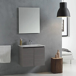 Kiamami Valentina SALLE DE BAIN MOBILE ÉVIER AVEC PORTES DE 60 CM GRIS | VINCI