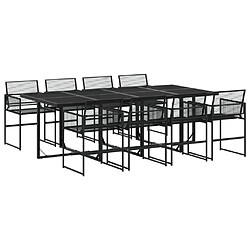 vidaXL Ensemble à manger de jardin 9 pcs Noir Résine tressée