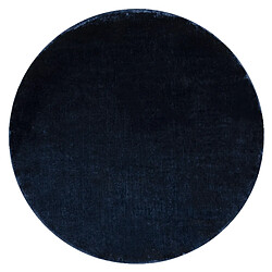 RUGSX Tapis VISCO cercle bleu foncé 10 peluche, IMITATION FOURRURE DE LAPIN cercle 120 cm