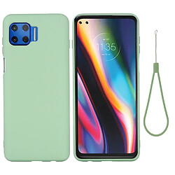 Coque en silicone Liquide de couleur unie avec sangle vert pour votre Motorola Moto G 5G Plus