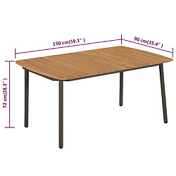 Avis vidaXL Table de jardin 150 x 90 x 72 cm Bois d'acacia solide et acier