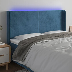 vidaXL Tête de lit à LED Bleu foncé 183x16x118/128 cm Velours