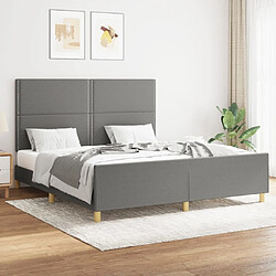 Maison Chic Cadre/structure de lit avec tête de lit pour adulte - Lit Moderne Chambre Gris foncé 160 x 200 cm Tissu -MN91477