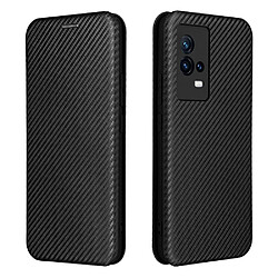 Coque en TPU + PU texture en fibre de carbone, auto-absorbée, anti-chute, avec sangle noir pour votre Vivo iQOO 8