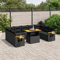 Maison Chic Salon de jardin 11 pcs avec coussins, Ensemble Tables et chaises d'extérieur noir résine tressée -GKD157479