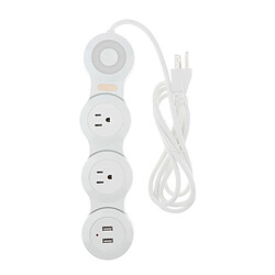 Multiprise Flexible Avec Parasurtenseur Avec 2 Ports USB Blanc 3 Prises