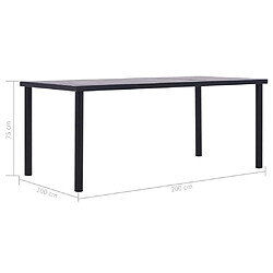 Acheter vidaXL Table à manger Noir et gris béton 200x100x75 cm MDF