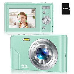 INF Appareil photo numérique 48MP FHD 1080p avec zoom 16x et carte mémoire de 32 Go Green