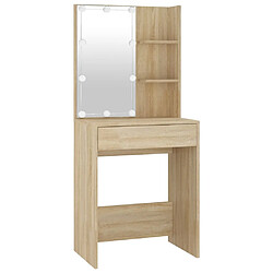 Acheter Helloshop26 Coiffeuse à led avec 2 armoires 60 x 40 x 140 cm bois d'ingénierie beige 02_0006246