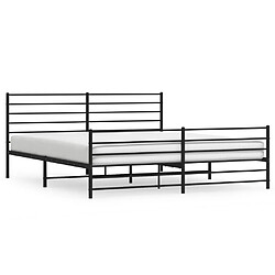 Maison Chic Lit adulte - Lit simple Cadre de lit métal avec tête de lit/pied de lit,Structure du lit Contemporain pour chambre noir 180x200 cm -MN61538