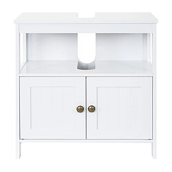 Mendler Meuble de rangement sous-lavabo HWC-B63, salle de bain, sous-vasque, 60x60x30 cm ~ blanc