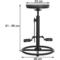 Decoshop26 Tabouret de bar x1 chaise de comptoir avec repose-pieds rotatif réglable en hauteur design de vélo industriel en métal et bois massif marron TDB04088