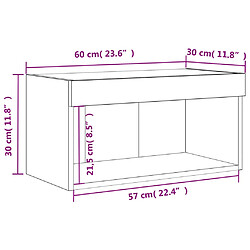 vidaXL Meuble TV avec lumières LED chêne marron 60x30x30 cm pas cher