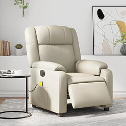 vidaXL Fauteuil de massage inclinable électrique crème similicuir