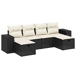 Maison Chic Ensemble Tables et chaises d'extérieur 6pcs avec coussins,Salon de jardin noir résine tressée -GKD963890