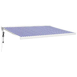 vidaXL Auvent rétractable bleu et blanc 4x3 m tissu et aluminium