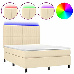 Sommier à lattes,Cadre à lattes de lit et matelas et LED pour Adulte Crème 140x190cm Tissu -MN80016