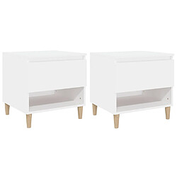 Maison Chic Lot de 2 Tables de chevet,Table de nuit,Table d'appoint pour salon Blanc 50x46x50 cm Bois d’ingénierie -MN44255