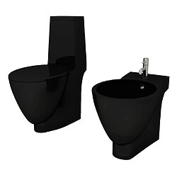 vidaXL Ensemble de toilette et bidet Céramique Noir