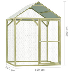 vidaXL Poulailler 1,5x1,5x2 m Pinède imprégnée pas cher