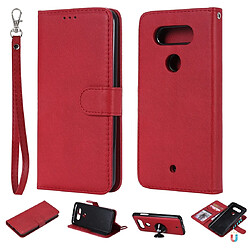 Wewoo Housse Coque Pour LG G8 ThinQ Solid Color Horizontal Flip de protection avec support et fentes cartes et portefeuille et cadre photo et lanière rouge