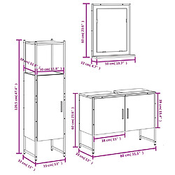 vidaXL Ensemble d'armoires salle de bain 3 pcs noir bois d'ingénierie pas cher