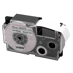 vhbw cassette cartouche 18mm noir sur blanc pour imprimante d´étiquette Casio CW-L300, KL-100E, KL-120, KL-130, KL-1500, KL-200, KL-2000