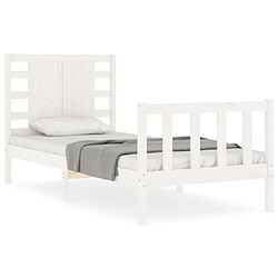 Maison Chic Cadre/structure de lit et tête de lit pour adulte - Lit Moderne Chambre blanc 100x200 cm bois massif -MN18347