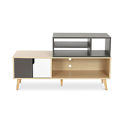 ICONIK INTERIOR Meuble TV en Bois - Design Scandinave - Bjorn Gris