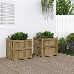 Maison Chic Lot de 2 Jardinières,Bac à fleurs - pot de fleur bois de pin imprégné -GKD21705